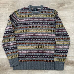 VTG Abercrombie & Fitch Sweater Mens L Wool Fair Isle Crewneck 80s Grandpa Core